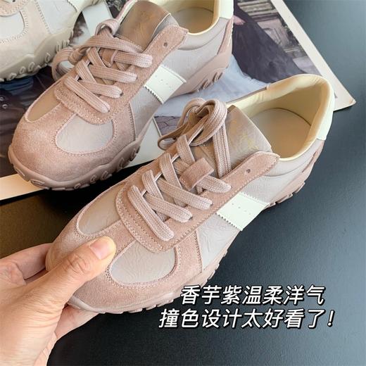 香芋紫！太好看了！2026舒适牛反绒慢跑饼干鞋!拼接板鞋德训鞋！ 商品图1