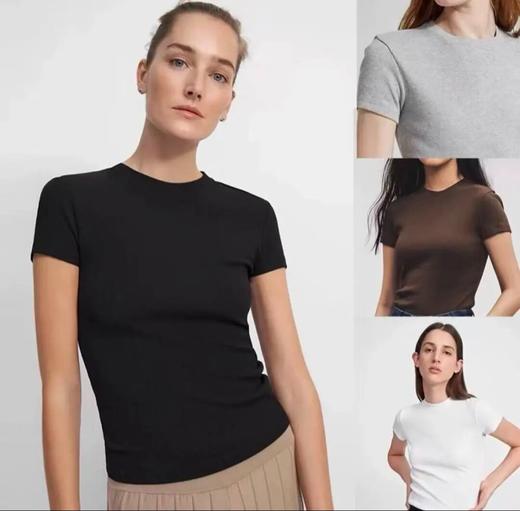 圆领螺纹短袖T恤 商品图0