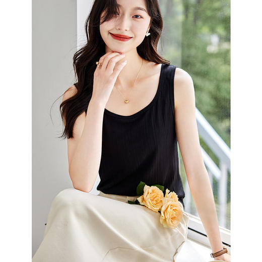 吊带背心女薄款大码2025新款无袖内搭打底衫黑色时尚胖mm上衣外穿 商品图2