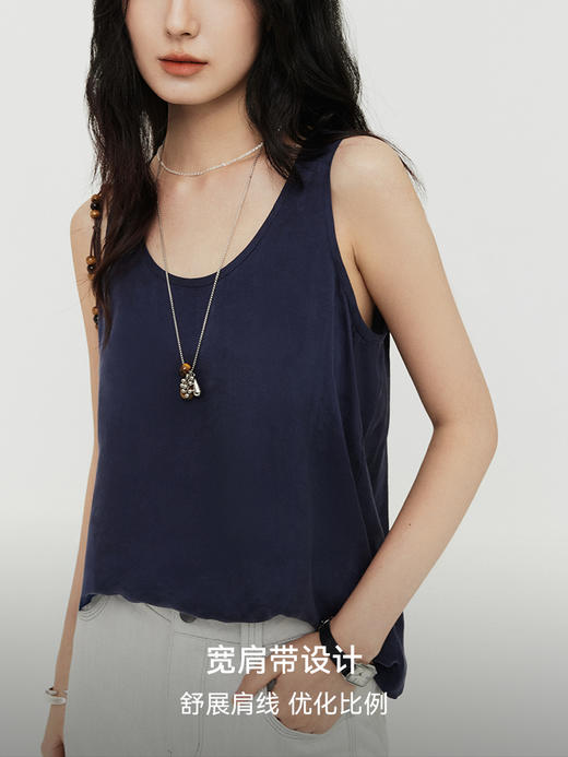 【prime】松弛百搭铜氨丝混纺U领背心FCG1VET009 商品图2