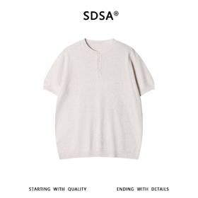 SDSA男装2026新款高贵轻奢简纯色半纽扣亨利领肌理针织短袖T恤