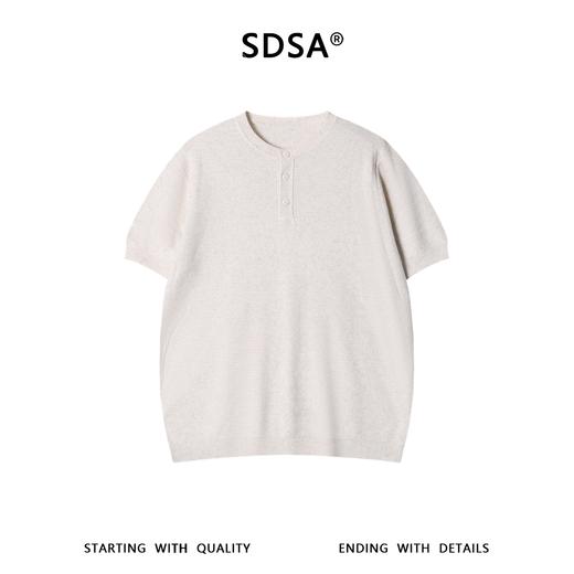 SDSA男装2026新款高贵轻奢简纯色半纽扣亨利领肌理针织短袖T恤 商品图0