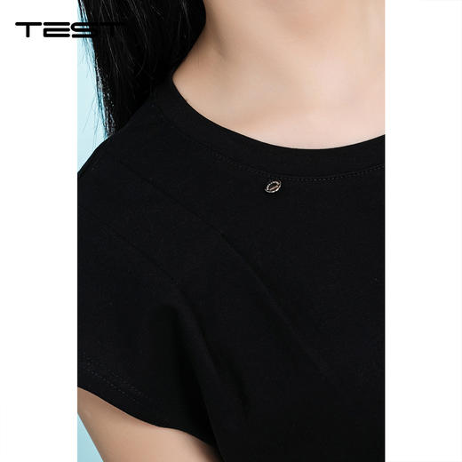 夏上新侧边抽绳收腰短袖修身显瘦设计感T恤1262044 商品图2