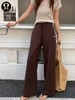 F040934春夏季新款高弹软糯亲肤透气高腰抽绳腰头直筒阔腿长裤卫裤 商品缩略图11