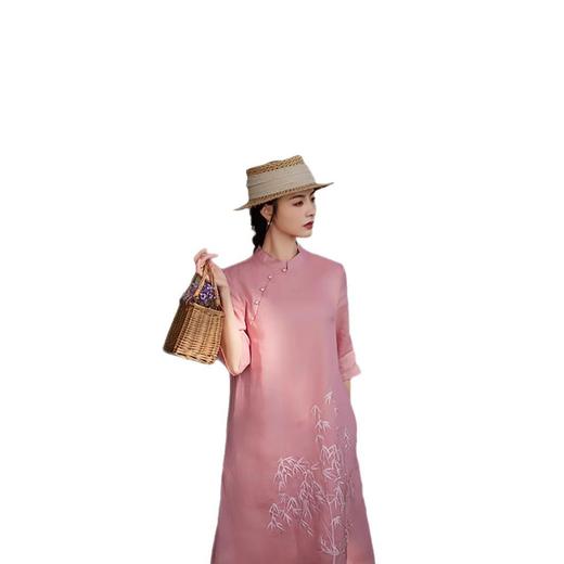 苎麻连衣裙洋气减龄七分袖，立领盘扣改良旗袍裙中长裙TT-96258 商品图4