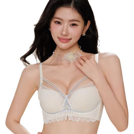 【饱满蜜桃❗️纯欲蕾丝聚拢内衣】一收一撑设计塑造饱满圆润胸型，打造自然蜜桃胸效果，聚拢上托同时侧收副乳，温柔又精致，无钢圈软支撑提拉文胸甜美女生胸罩 商品图4
