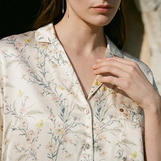 南法SJD/soie jardin3#新款Liberty进口桑蚕丝唐夏山印花温柔家居套头短套装S332TD85 商品图4