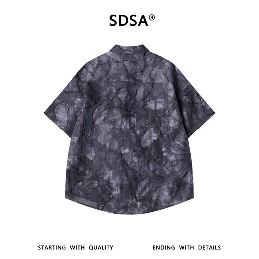 SDSA男装2026新款高贵轻奢潮牌扎染裁剪磨毛短袖衬衫百搭舒适上衣 商品图4