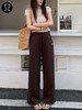 F040934春夏季新款高弹软糯亲肤透气高腰抽绳腰头直筒阔腿长裤卫裤 商品缩略图7