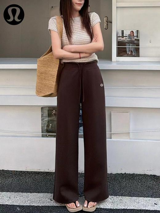 F040934春夏季新款高弹软糯亲肤透气高腰抽绳腰头直筒阔腿长裤卫裤 商品图7