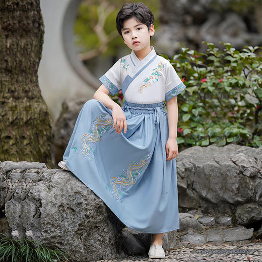 【团购】【苏城纪】清仓特价款汉服男童飞龙短袖 商品图0