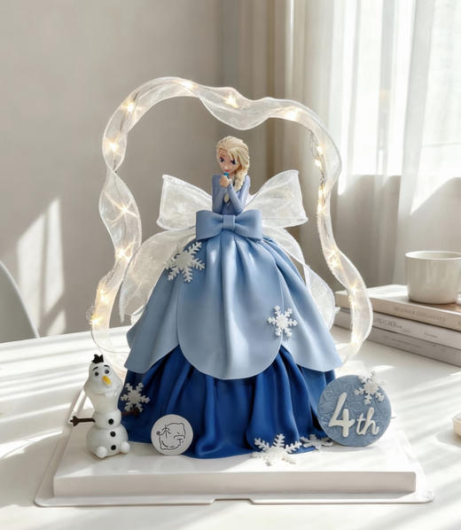 冰雪奇缘elsa爱莎裙摆周岁生日蛋糕 商品图0