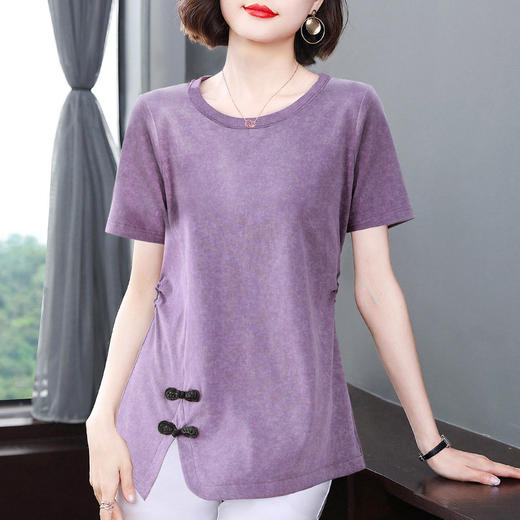 短袖t恤女夏季半袖上衣2026新款大码女装中长款女士洋气妈妈夏装 商品图3