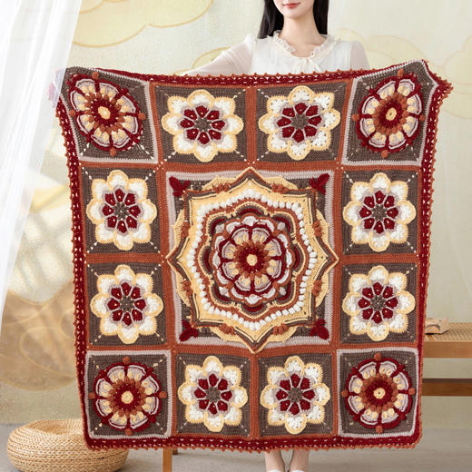 苏苏姐家合玺拼花毯手工diy钩针编织羊毛毯子毛线团自制材料包 商品图2