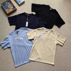 F040925夏季新款男女同款柔软透气简约休闲立体字母刺绣圆领短袖T恤