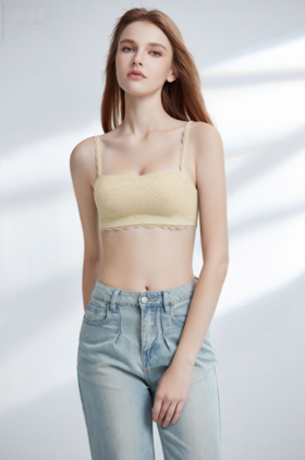 【单件6折/2件5折】【A/B通用杯】【秀黛】美肩蕾丝文胸蕾丝裹胸固定半圆杯显圆润高弹美肩后背一片裁文胸W5116061T【门店同款】