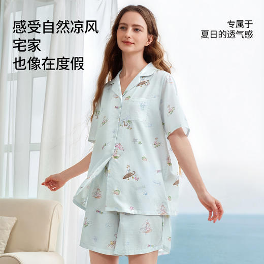 【家居服专场】女士睡衣果润纱罗家居服夏短袖薄款凉润透气家居服套装 商品图4