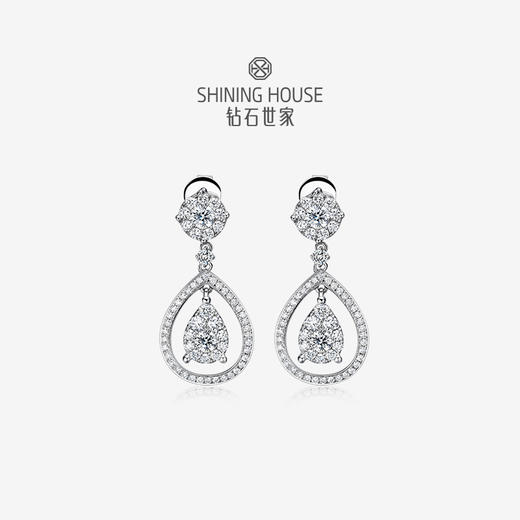 幻美佳人系列[天然] 钻石世家 18K金钻石耳饰 天然真钻K金耳饰婚嫁结婚订婚耀目群镶18K金天然真钻钻石耳饰（预计3天发货） 商品图0