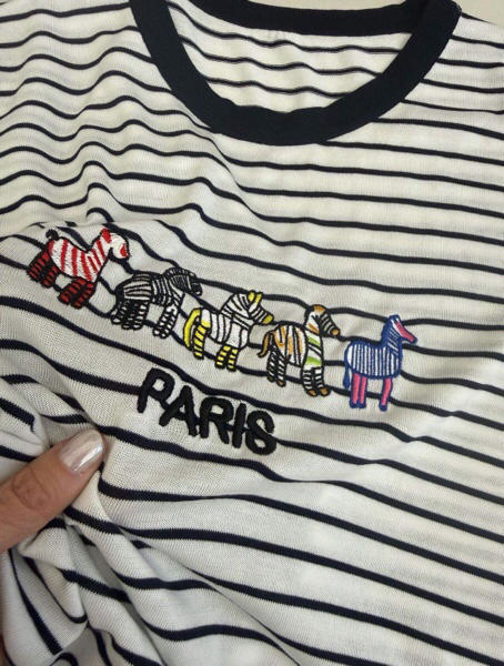 DYJ2602617绢丝小马刺绣条纹T 商品图7