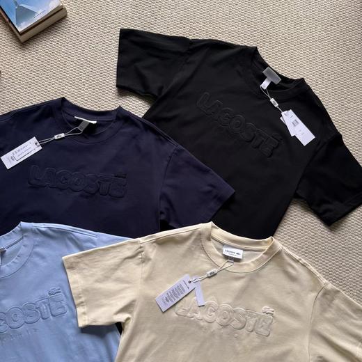 F040925夏季新款男女同款柔软透气简约休闲立体字母刺绣圆领短袖T恤 商品图3