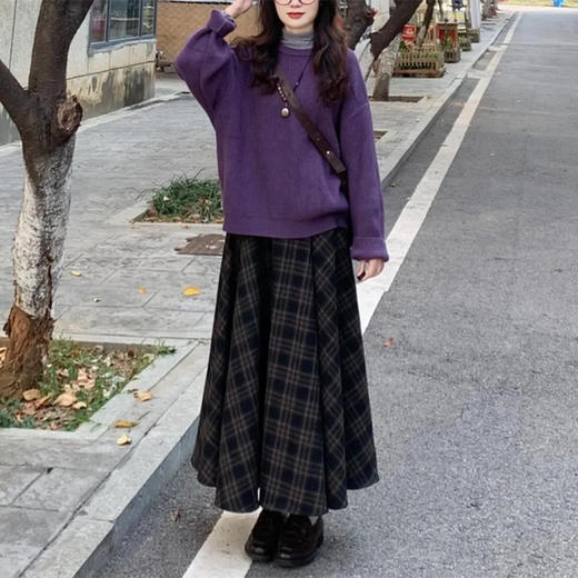 裁缝学苑AH143裙子毛呢格子半身长裙纸样女装梨型身材半身裙样板 商品图3