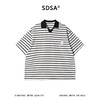 SDSA男装2026新款高贵轻奢宽松撞色条纹小V翻领短袖T恤百搭时尚 商品缩略图0