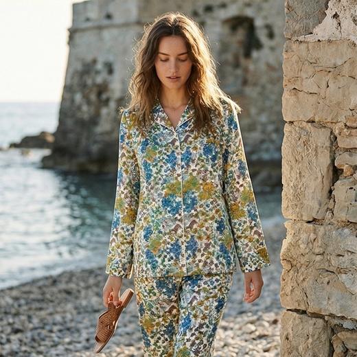 南法SJD/soie jardin3#印花系列冬青桑蚕丝印花奢华家居服两件睡衣S782TC49 商品图2
