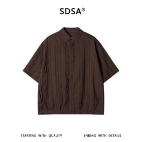 SDSA男装2026新款高贵轻奢老钱风复古竖纹短袖衬衫百搭简约上衣