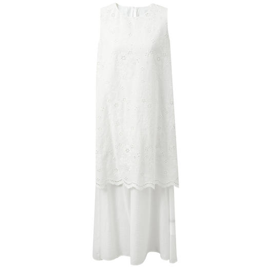 【100棉】三彩2026夏季新款假两件连衣裙绣花无袖长裙M 商品图4