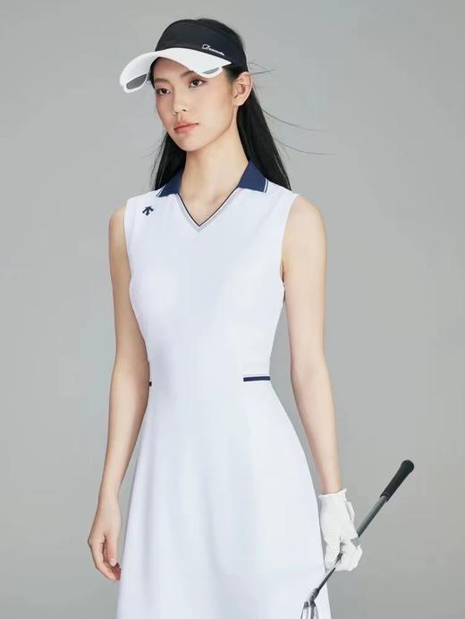 F040910春夏季新款柔软亲肤垂坠感强抗皱耐磨高尔夫女无袖收腰V领连衣裙 商品图12