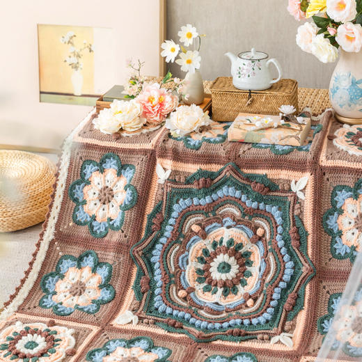 苏苏姐家合玺拼花毯手工diy钩针编织羊毛毯子毛线团自制材料包 商品图3