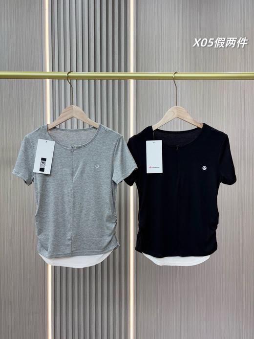 一包2件装，lulu2026夏季新款半拉链假两件褶皱收腰女士短袖T恤 商品图3