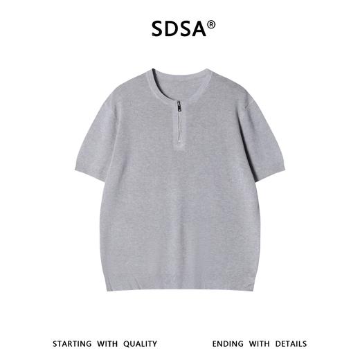 SDSA男装2026新款轻奢基础款老钱风纯色半拉链圆领短袖T恤百搭潮 商品图0