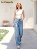 天猫同步【丝滑、垂顺牛仔】拉夏贝尔/La Chapelle通勤显瘦单扣后腰撞色标简约设计感微弹直筒牛仔裤 商品缩略图1