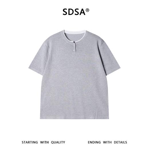 SDSA男装2026新款高贵轻奢休闲撞色半纽扣圆领短袖T恤针织休闲潮 商品图0