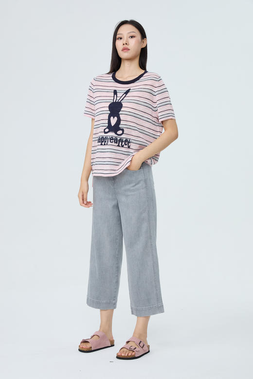 【线下爆款~】水淼2026夏新款条纹兔子抽绳薄衫2514 商品图1