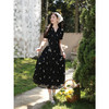 鹿向南「雾漫山野」黑色短袖连衣裙女夏新款修身时尚印花A字长裙 商品缩略图2