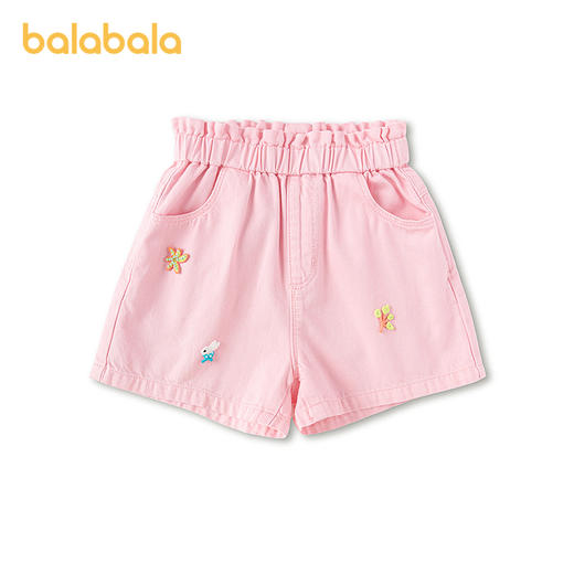 【商场同款】巴拉巴拉童装儿童短裤女童2026新款夏荷叶边腰A型裤 商品图2
