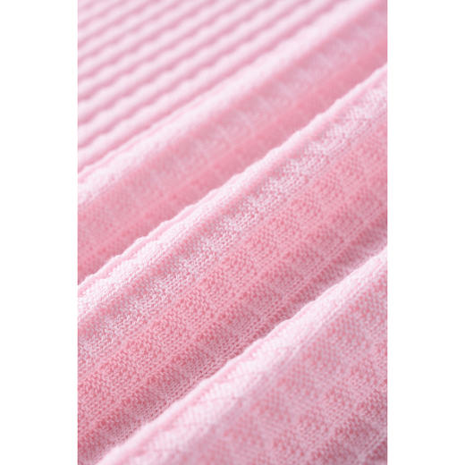 天丝+桑蚕丝混纺 多巴胺穿搭肌理针织衫 米思阳2026夏季新款立体粉色针织短袖基础圆领上衣女 商品图6