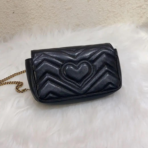 Gucci 双g mini 黑金 牛皮 斜挎包 商品图1