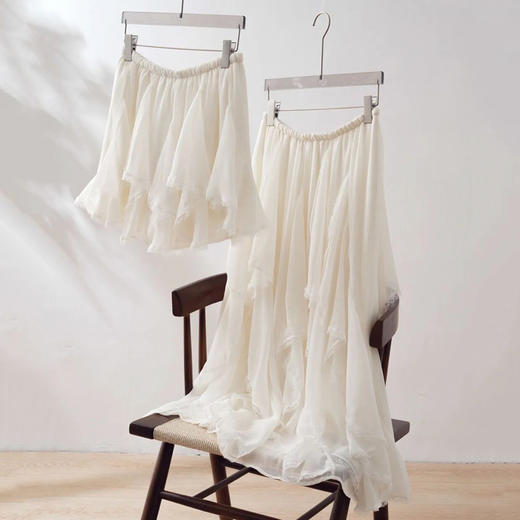 法式蕾丝蛋糕裙 | 清透米白雪纺皱轻盈飘逸，春夏穿太舒服，短/长款可选【3-5天发货】 商品图7