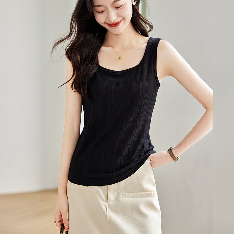 吊带背心女薄款大码2025新款无袖内搭打底衫黑色时尚胖mm上衣外穿