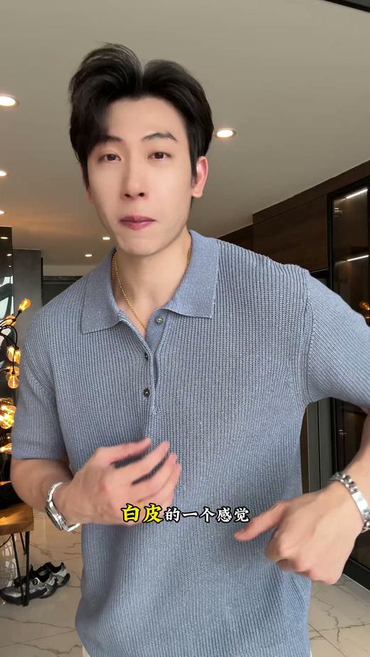 M184SDSA男装2026新款高贵轻奢小众设计复古混纺翻领针织短袖T恤百搭 商品图0