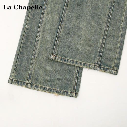 天猫同步【莱赛尔+棉】拉夏贝尔/La Chapelle宽裤袢单扣牛仔裤复古浅色阔腿牛仔裤梨型身材宽松显瘦 商品图7