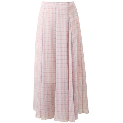 三彩2026夏季新款高腰半身裙格纹印花雪纺裙大摆长裙A字裙显瘦M 商品图4