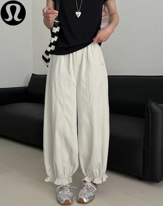 F040904春夏季新款亲肤透气休闲通勤日常百搭荷叶边束脚裤长裤 商品图11