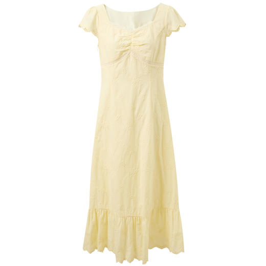 【100棉】三彩2026夏季新款刺绣连衣裙泡泡袖法式茶歇裙长裙M 商品图4