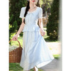 鹿向南「蓝莓气泡水」假两件浅蓝色连衣裙女夏季新款法式度假裙子 商品缩略图3