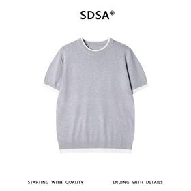 SDSA男装2026新款轻奢基础款撞色设计针织圆领短袖T恤百搭休闲
