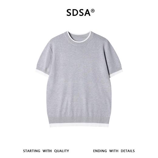 SDSA男装2026新款轻奢基础款撞色设计针织圆领短袖T恤百搭休闲 商品图0